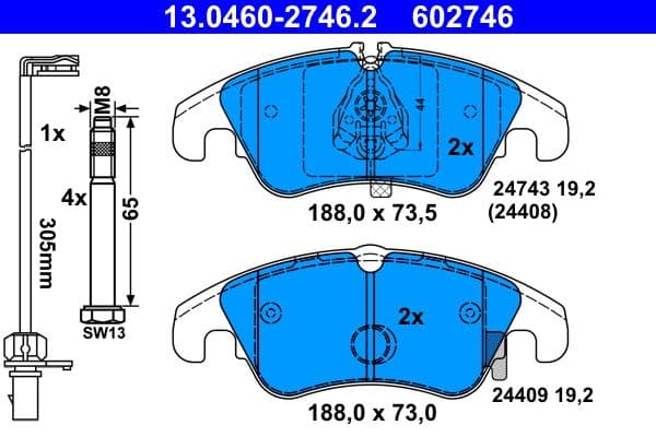 Remblokken set Voor (met remklauw geleidingsbouten), past: AUDI A4 ALLROAD B8, A4 B8, A5, A6 ALLROAD C7, A6 C7, A7, Q5 1.8-4.2 06.07-09.18