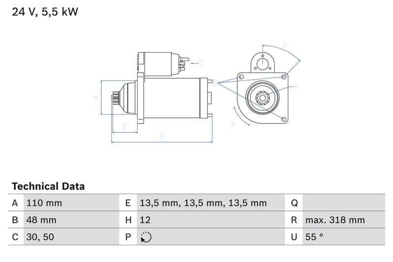 Starter (24V, 5,5kW, gereviseerd) past: DAF 95 XF, CF 85, XF 105, XF 95 MX300-XF355M 01.97-