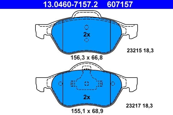 Remblokken set Voor , past: RENAULT LAGUNA II, MEGANE II, SCENIC II 1.5D-2.0 03.01-07.09