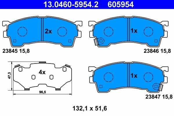 Remblokken set Voor (met een dempingskussen), past: FORD USA PROBE II  MAZDA 323 F V, 323 F VI, 323 S VI, 626 IV, 626 V, MX-6, PREMACY, XEDOS 6 1.6-2.5 08.91-03.05
