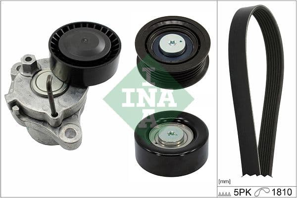 V-snaren set (met rollen) past: HYUNDAI ACCENT III, ACCENT IV, ELANTRA IV, ELANTRA V, GETZ, I20 ACTIVE, I20 I, I20 II, I30, I40 I, I40 I CW, IX20, IX35  KIA CARENS IV, CEE'D 1.1D-1.7D 03.05-