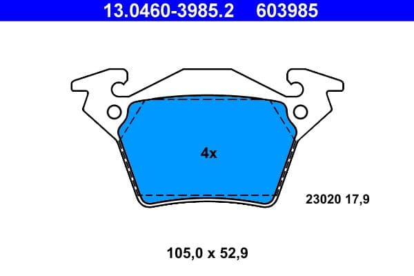 Remblokken set Achter , past: MERCEDES V (638/2), VITO (W638) 2.0-2.8 02.96-07.03