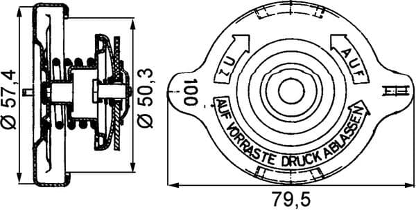 Radiator vuldop (0,9bar) past: MERCEDES G (W460), G (W461)  PORSCHE 924, 928, 944 M102.979-XK 11.75-