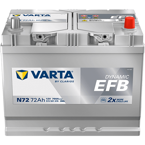 Batterij VARTA 12V 72Ah/760A (EN) Dynamic EFB  (EN) START&STOP EFB (R+) 261x175x220 B01 - montageflens 10,5 mm