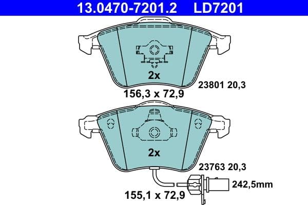 Keramische remblokken Voor , past: AUDI A4 B6, A4 B7, A6 ALLROAD C6, A6 C6, A8 D3  SEAT EXEO, EXEO ST 1.6-4.2 11.00-05.13