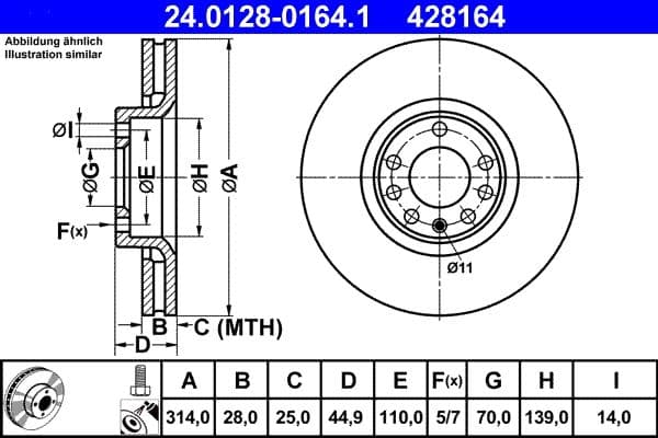 Brake disc Voor Links/Rechts past: OPEL OMEGA B, SIGNUM, VECTRA C, VECTRA C GTS  SAAB 9-3, 9-3X 1.8-3.2 09.99-02.15