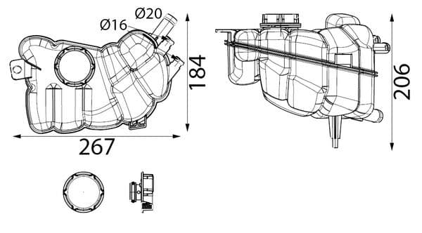 Koelvloeistof expansievat (met stekker) past: FORD MONDEO V 09.12-