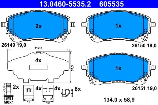 Remblokken set Voor , past: SUZUKI SWACE  TOYOTA COROLLA, YARIS CROSS 1.2-2.0H 10.18-