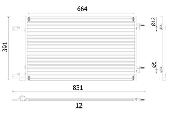 A/C condensator (met droger) past: OPEL ASTRA K 1.4 06.15-08.18