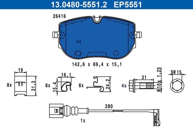 Remblokken set Voor ((EN) for electric vehicles), past: AUDI Q4 E-TRON  CUPRA BORN  SKODA ELROQ, ENYAQ IV  VW ID.4, ID.5, ID.7 Electric 05.20-