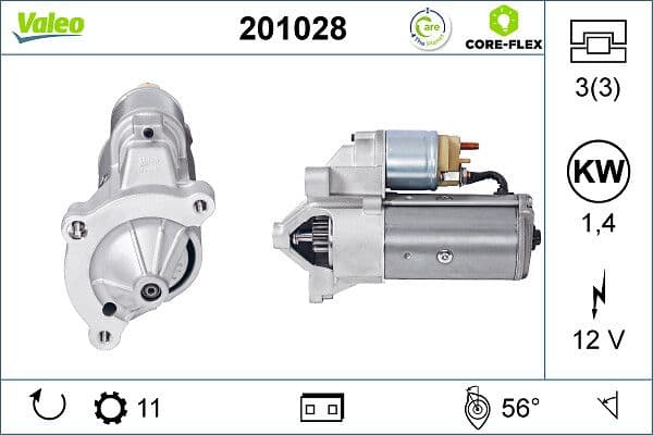 Starter (12V, 1,4kW, gereviseerd) past: CITROEN BERLINGO, BX, C15, C4, C4 GRAND PICASSO I, C4 GRAND PICASSO II, C4 I, C4 II, C4 PICASSO I, C4 PICASSO II, C4 SPACETOURER, C5 I, C5 II 1.4-2.2D 10.84-