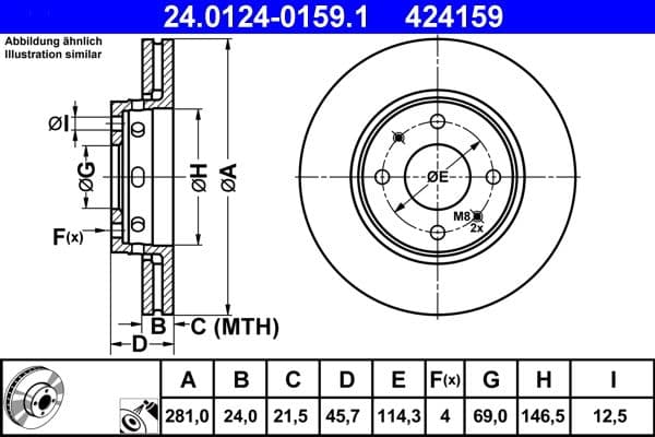 Brake disc Voor Links/Rechts past: VOLVO S40 I, S40 II, V40  MITSUBISHI CARISMA 1.3-2.0D 05.95-12.10