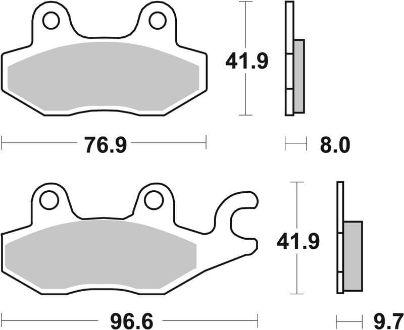 Brake pads Achter/Voor, beoogd gebruik: route, materiaal: keramisch / koolstof-8, 41,9x76,9x8/9,7mm past: AEON OVERLAND  ARCTIC CAT DVX  BENELLI CAFFENERO  CAGIVA CANYON, ELEFANT 50-1200 1989-2020