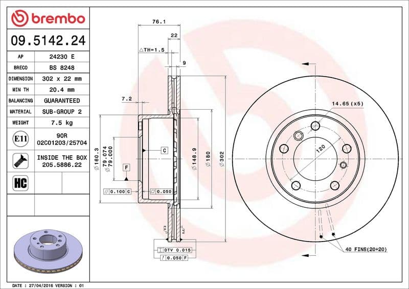 Brake disc Voor Links/Rechts past: BMW 5 (E34), 7 (E32) 2.0-3.4 03.85-07.96