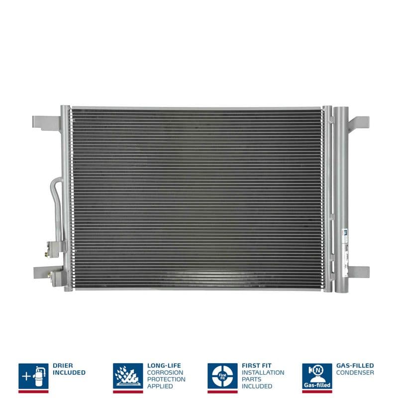 A/C condensator (met droger, (EN) additional fitting elements) past: AUDI A3, Q2, Q3, TT 1.0-2.5 04.12-