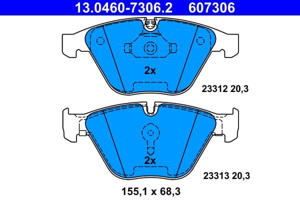 Remblokken set Voor , past: BMW 5 (E60), 5 (E61), 6 (E63), 6 (E64), 7 (E65, E66, E67) 2.0-6.0 07.01-12.10