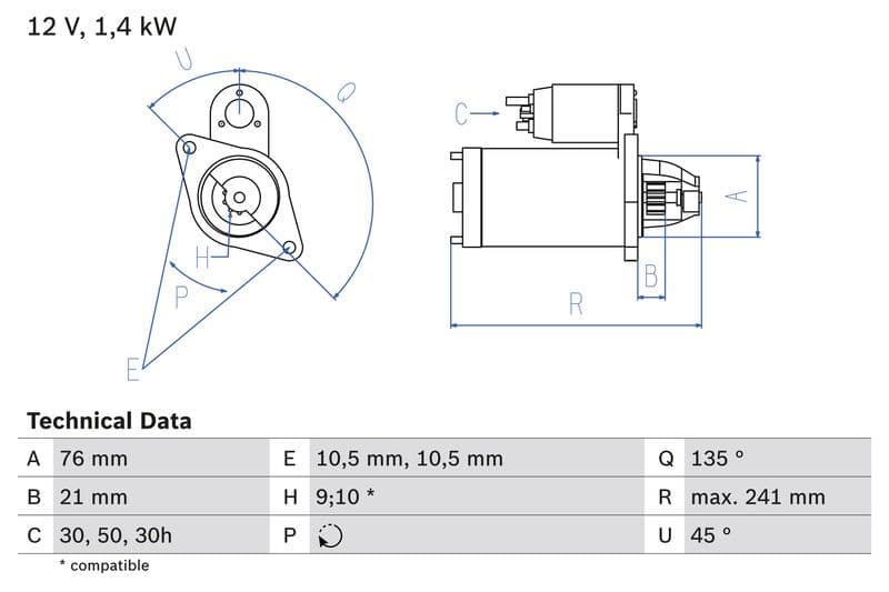 Starter (12V, 1,4kW, gereviseerd) past: BMW 3 (E30), 5 (E28), 5 (E34), Z1 2.0-2.7 09.81-11.93