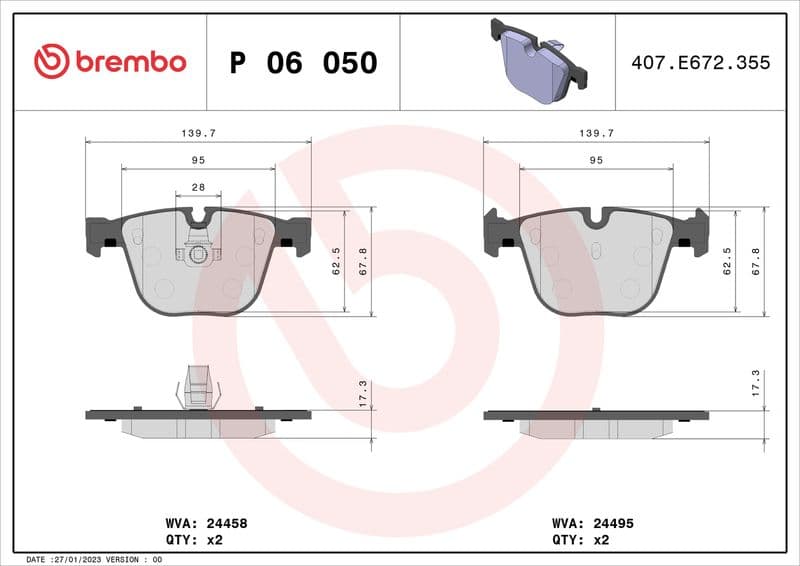 Remblokken set Achter , past: BMW X5 (E70), X5 (F15, F85), X6 (E71, E72), X6 (F16, F86) 2.0D-4.4 10.07-07.19