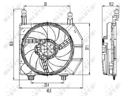 Radiatorventilator (met huisvesting) past: FORD COURIER, FIESTA, FIESTA IV 1.8D 08.95-08.03