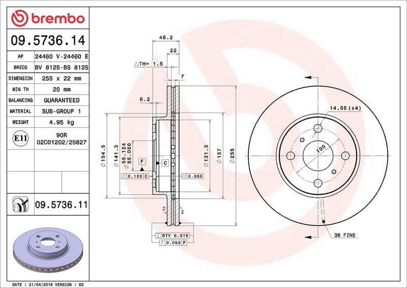 Brake disc Voor Links/Rechts past: GREAT WALL C30, VOLEEX C10, VOLEEX C20R  TOYOTA COROLLA 1.3-2.0D 05.92-