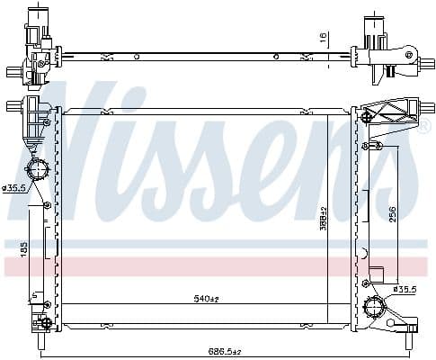 Motorradiator (automatisch/handmatig) past: FIAT 500L, TIPO 1.3D/1.4 09.12-