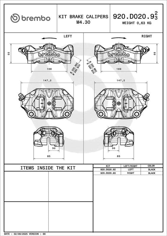 Remklauw Voor Rechts past: DUCATI PANIGALE, STREETFIGHTER  TRIUMPH STREET TRIPLE, TIGER 765/900/1103 2018-2022