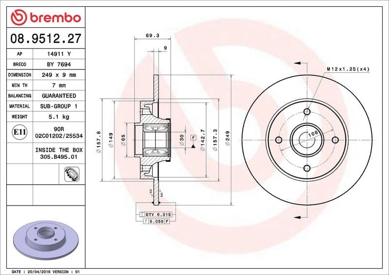 Remschijf met lager Achter Links/Rechts (met ABS ring) past: DS DS 3  CITROEN C3 AIRCROSS I, C3 II, C3 III, C3 PICASSO, C4, C4 CACTUS, C4 I, DS3  OPEL CROSSLAND X / CROSSLAND 1.0-2.0D 08.00-