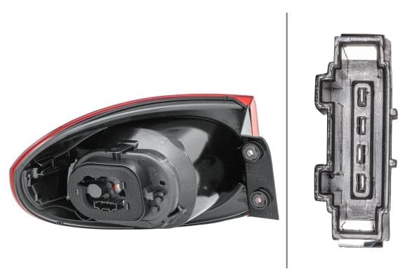 Achterlicht Rechts (extern, P21W/WY21W, kleur indicator wit, kleur van het glas red/wit, anti-fog licht, achteruitrijlicht) past: VW TIGUAN I 09.07-04.11