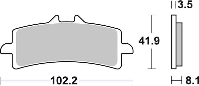 Brake pads Voor, beoogd gebruik: racing/route, materiaal: sinter-SR, 41,9x102,2x8,1mm past: APRILIA RSV  BENELLI IMPETO, TESI  BIMOTA DB  BMW HP2, HP4, S  DUCATI 1098, 1198, 848 600-1400