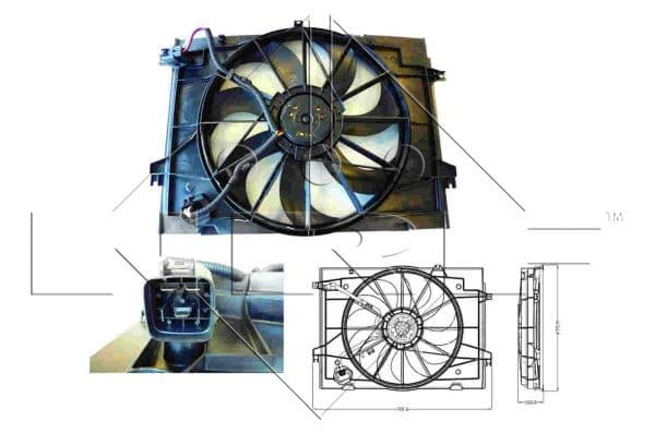 Radiatorventilator (met huisvesting) past: HYUNDAI TUCSON  KIA SPORTAGE II 2.0/2.0D/2.0LPG 06.04-12.10