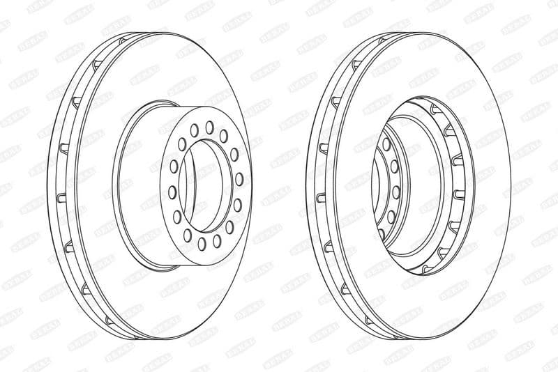 Brake disc voor Links/Rechts (377mmx45mm) past: IVECO EUROCARGO I-III, EUROCARGO IV, EUROCARGO V, EUROFIRE II 01.91-