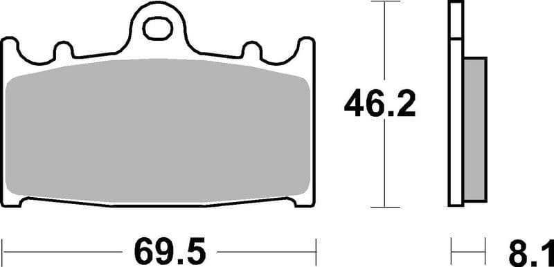 Brake pads Voor, beoogd gebruik: racing/route, materiaal: sinter-SR, 46,2x69,7x8,1mm past: KAWASAKI GPZ, VN, ZR, ZX-6R, ZX-9R, ZXR, ZZR  SUZUKI GSF, GSR, GSX, GSX-R, RGV, SV, VS 250-2000 1990-2012