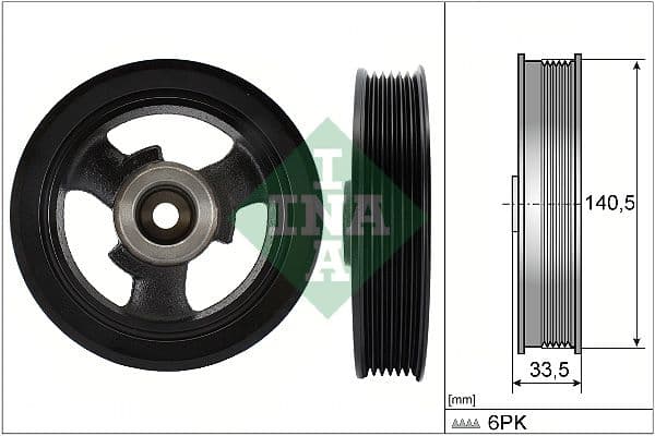 Krukaspoelie (aantal ribben: 6) past: CHRYSLER PT CRUISER  MINI (R50, R53), (R52) 1.6 06.01-12.10
