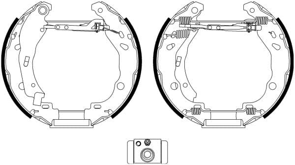 Remtrommelset (schoen, cilinder, veren) past: CITROEN C-ELYSEE, C3 II, C3 III, C4 CACTUS  PEUGEOT 208, 208 I, 208 II, 301 1.0-1.6LPG 09.09-
