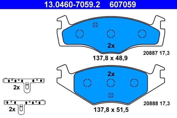 Remblokken set Voor (met extra's), past: SEAT CORDOBA, CORDOBA VARIO, IBIZA II  VW POLO, POLO CLASSIC, POLO II, POLO III, POLO III CLASSIC 1.0-2.0 10.81-12.02