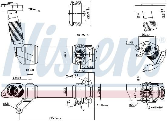 Uitlaatgassen radiator past: BMW 1 (E87), 3 (E46), 3 (E90), 3 (E91), 3 (E92), 3 (E93), 5 (E60), 5 (E61), 6 (E63), 6 (E64), 7 (E65, E66, E67), X3 (E83), X5 (E53), X5 (E70) 2.0D/2.5D/3.0D 04.01-12.13