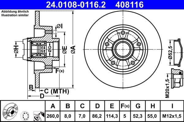 Remschijf met lager Achter Links/Rechts (met ABS ring) past: RENAULT FLUENCE, MEGANE III 1.2-2.0D 11.08-