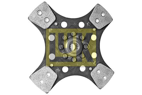 Koppelingsplaat/plaat keramiek (280mm  aantal peddels: 4) past: URSUS 8014 A, 8064 STD, 360, 380  CARRARO 105 F, 65, 75, 85, 95  CASE IH 2140, 2150  CLAAS 210, 220, 230 2WD, 230 4WD, 240, 217 VE