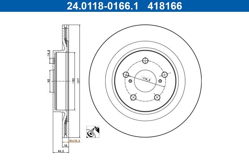 Brake disc Achter Links/Rechts past: LEXUS UX  SUZUKI ACROSS  TOYOTA RAV 4 V 2.0-Electric 12.18-