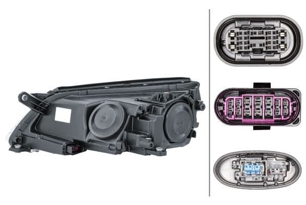 Koplamp Rechts (D1S/H7/PY21W/W5W, elektrisch, met motor, kleur invoegen: verchroomd) past: VW TIGUAN I 09.07-04.11