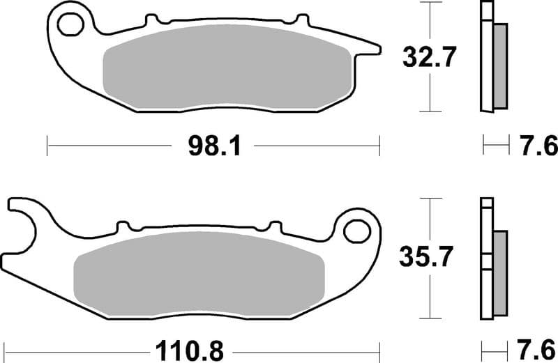 Brake pads Voor, beoogd gebruik: route, materiaal: keramisch / koolstof-CC, 32,7/35,7x98,1x7,6mm past: DERBI MULHACEN, TERRA 125 2007-2008