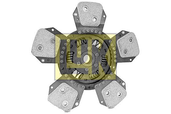 Koppelingsplaat/plaat keramiek (330mm  aantal peddels: 5) past: MASSEY FERGUSON 390, 390 T, 396, 398 T, 399, 399 HILINE, 399 S, 4255, 4260, 4265, 4270, 4355, 4360, 4365, 4370