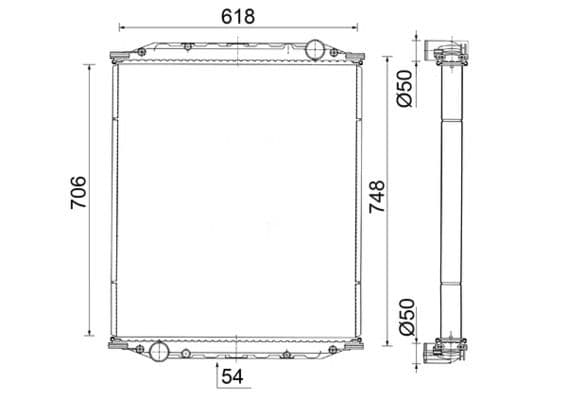 Motorradiator ((en) without frame, dikte: 54mm) past: MAN M 2000 L, M 2000 M, M90 D0824LF01-D2865LF02 08.88-
