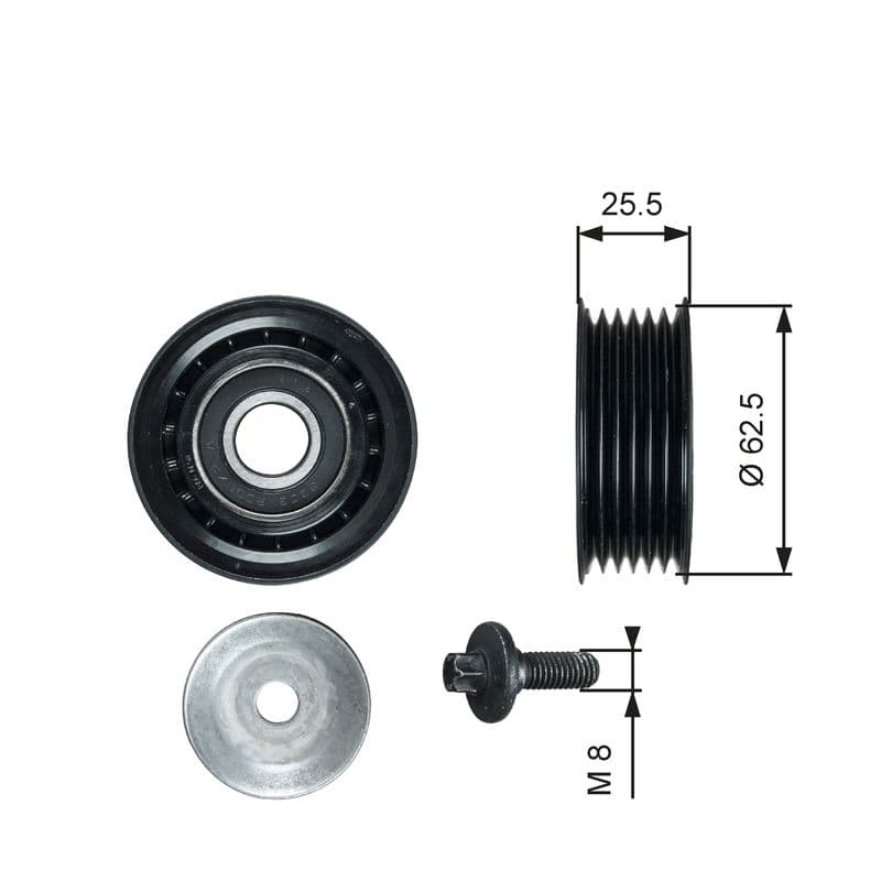 Deflection/Guide Pulley, V-ribbed belt