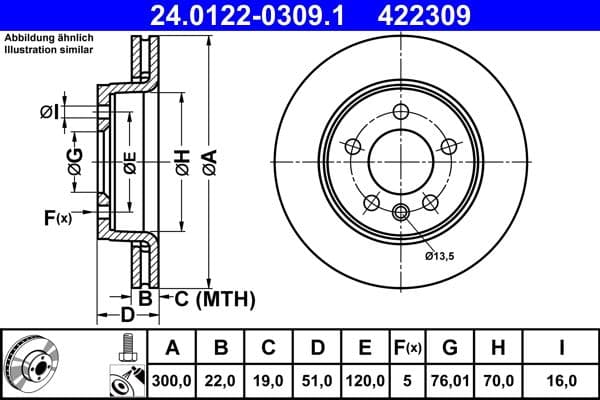 Brake disc Achter Links/Rechts past: MAN TGE  VW AMAROK, CRAFTER, GRAND CALIFORNIA CAMPER 2.0-Electric 09.10-