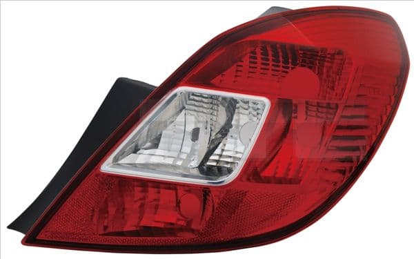 Achterlicht Links (kleur indicator wit, kleur van het glas red) past: OPEL CORSA D Hatchback 5D 07.06-08.11