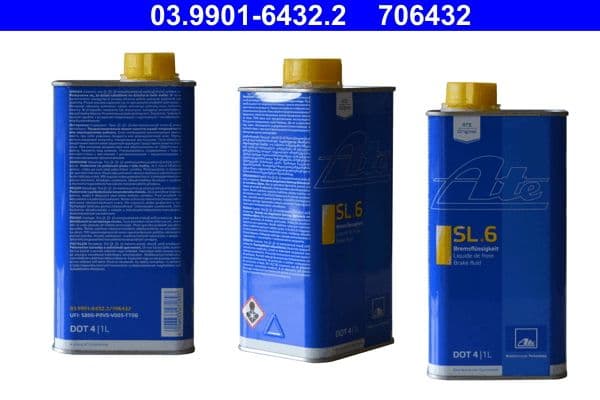 Brake fluid DOT4 (1L) [droog: 265°C, nat: 175°C, viscositeit: 700mm²/sec.] SAE J1703, ISO/DIN 4925 - om de 2 jaar vervangen