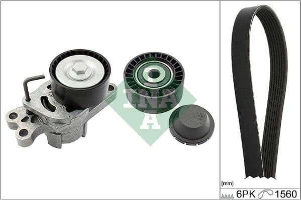 V-snaren set (met rollen) past: CITROEN BERLINGO, NEMO, XSARA, XSARA PICASSO  PEUGEOT 206, 206+, BIPPER, BIPPER TEPEE, PARTNER 1.1-1.6LPG 06.96-