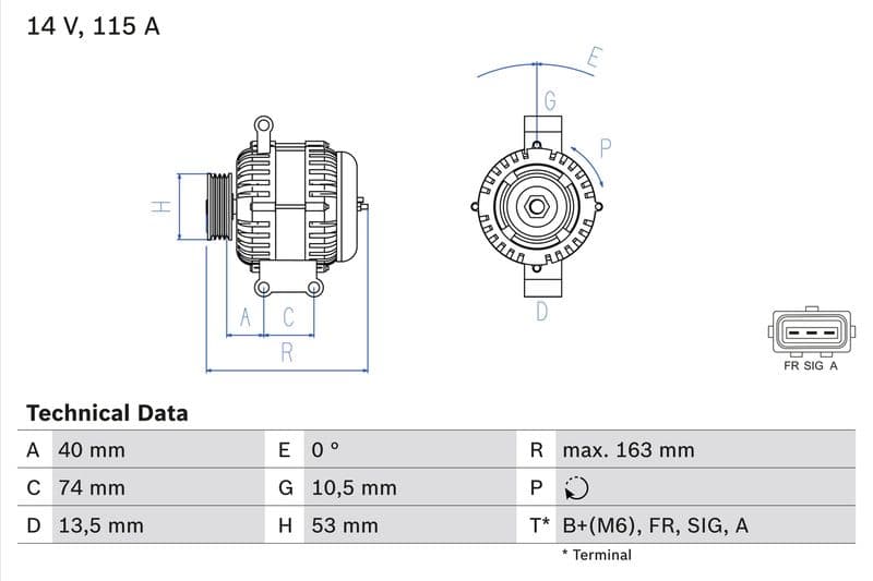 Dynamo (14V, 115A, gereviseerd) past: FORD MONDEO III 1.8/2.0 10.00-03.07