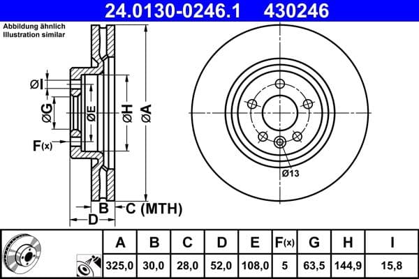 Brake disc Voor Links/Rechts past: JAGUAR E-PACE  LAND ROVER DISCOVERY SPORT, RANGE ROVER EVOQUE 1.5H-2.2D 06.11-